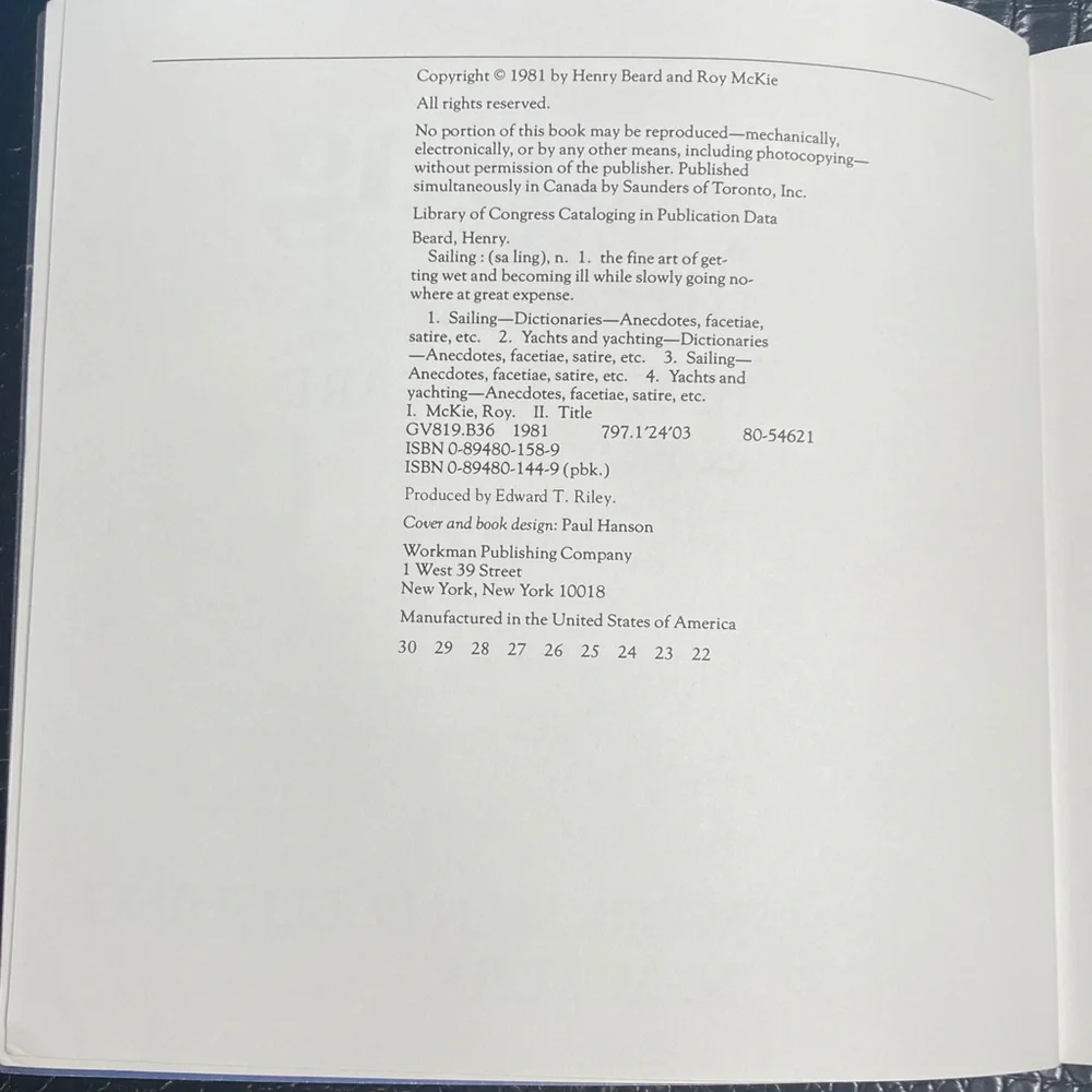 Hobby Book: A‎ Sailor’s Dictionary by Beard and McKie (98)… Humorous Gift!